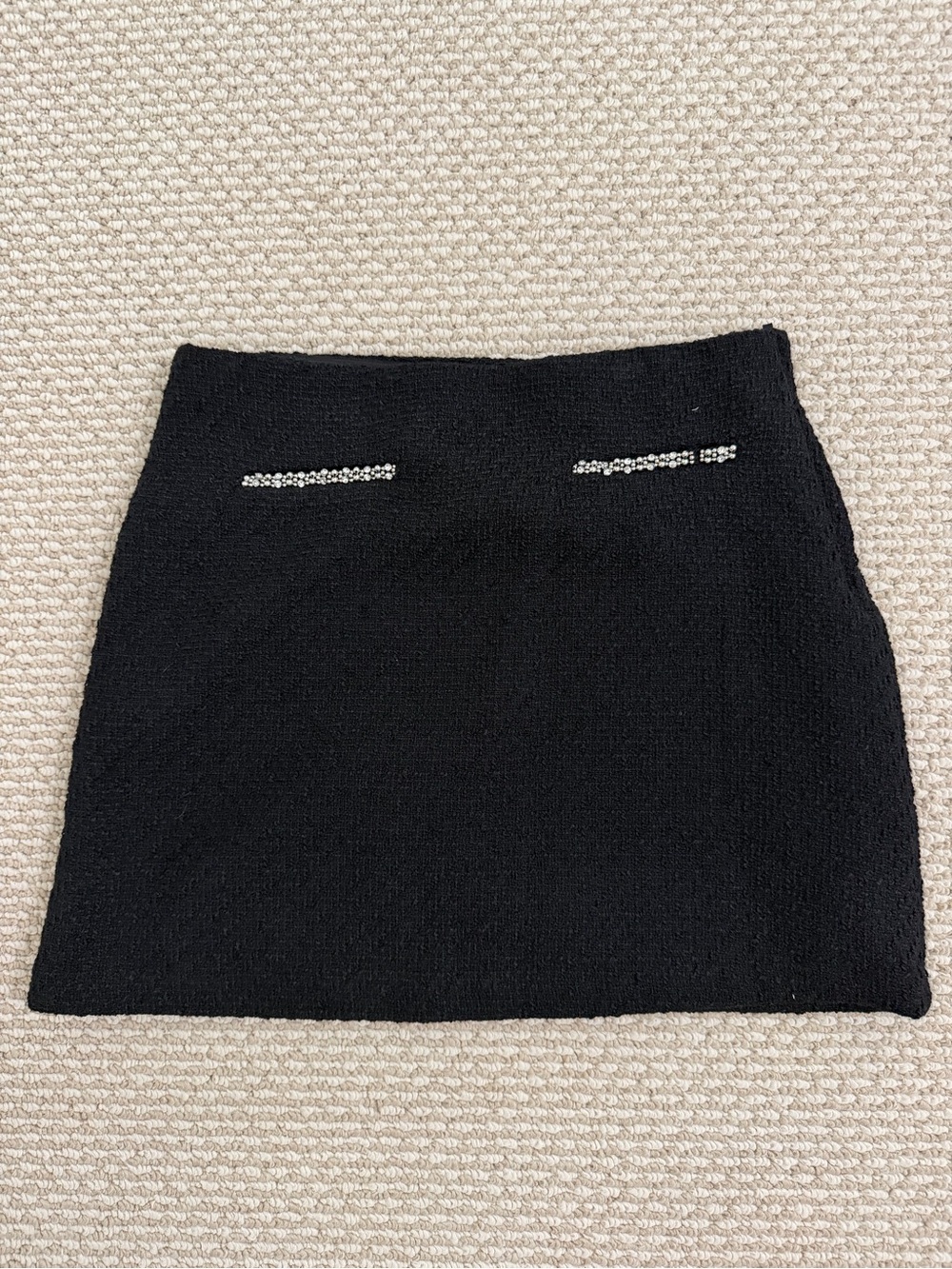 H&M Black Mini Skirt with Rhinestone Trim